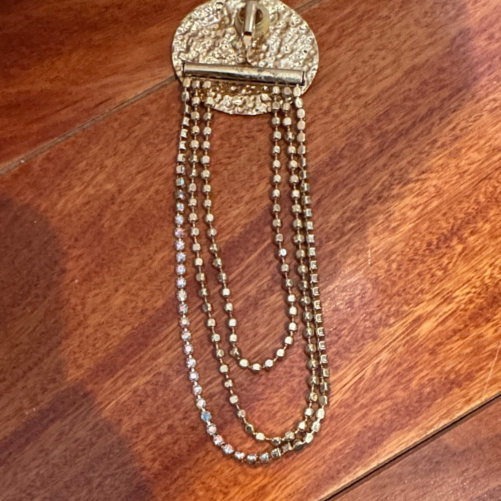 Gold & Crystal Chain Earrings - Picture 2 of 4